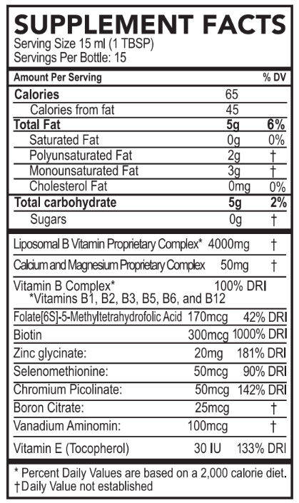 B-Complex nutrition label